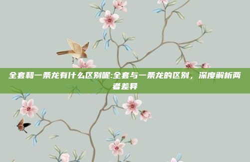 全套和一条龙有什么区别呢:全套与一条龙的区别，深度解析两者差异