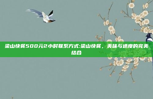 梁山快餐500元2小时联系方式:梁山快餐，美味与速度的完美结合