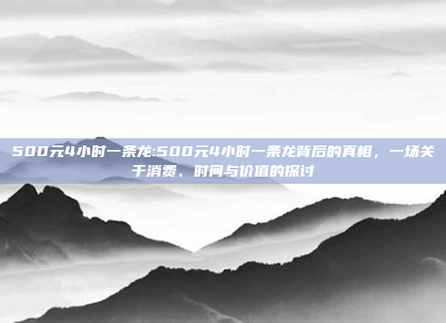 500元4小时一条龙:500元4小时一条龙背后的真相，一场关于消费、时间与价值的探讨